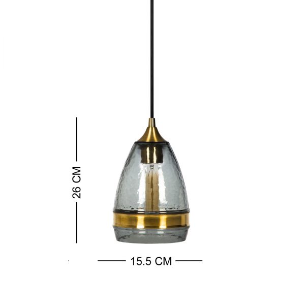 Copper Handblown Grey Glass Pendant Light