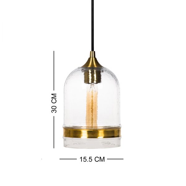 Casamotion Clear Round Roof With Copper Brass Ring Handblown Glass Pendant Light