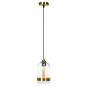 Casamotion Clear Round Roof With Copper Brass Ring Handblown Glass Pendant Light