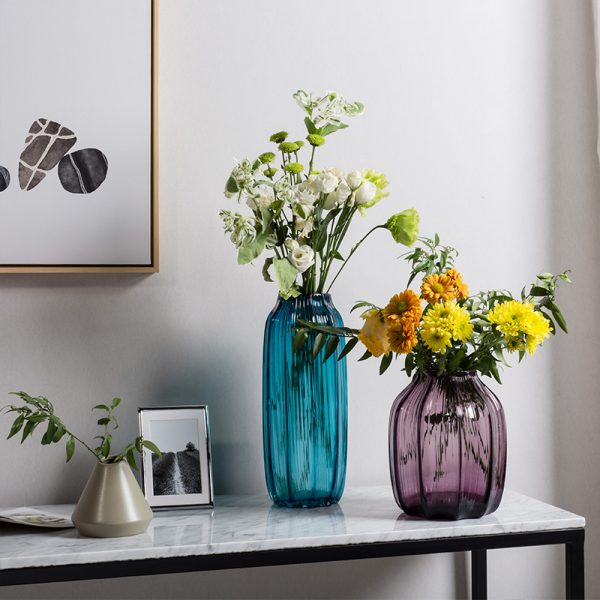 Blue Vase of flowers with short flower shape for Decoration - Image 4