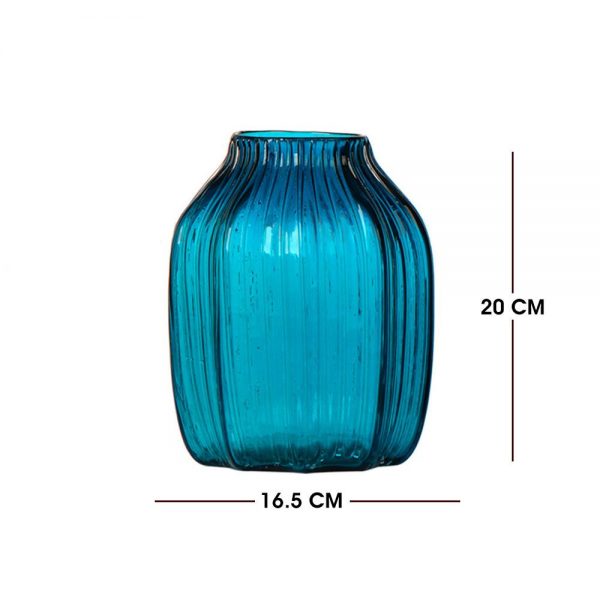 Blue Vase of flowers with short flower shape for Decoration - Image 3