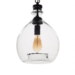 Clear Casamotion Wavy Hammered Hand Blown Glass Pendant Hanging Light