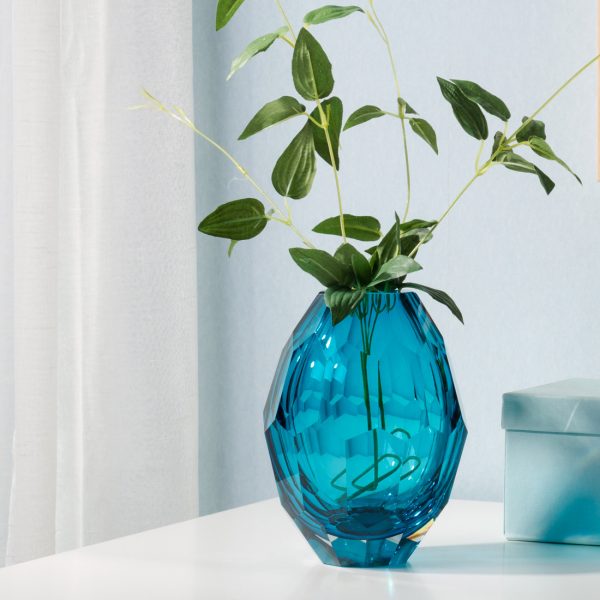 Diamond Blue Glass Vases