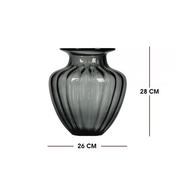 Murano Flower Vase -Large Grey Ribbed