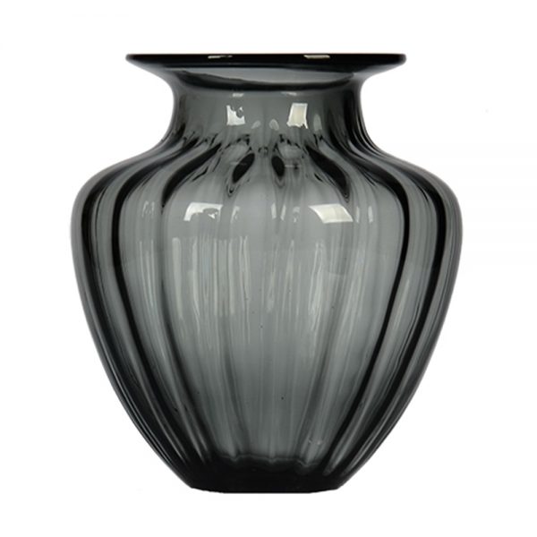 Murano Flower Vase -Large Grey Ribbed