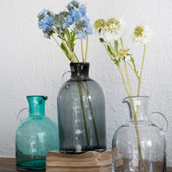 Grey Glass Vase Tall Beaker Shaped