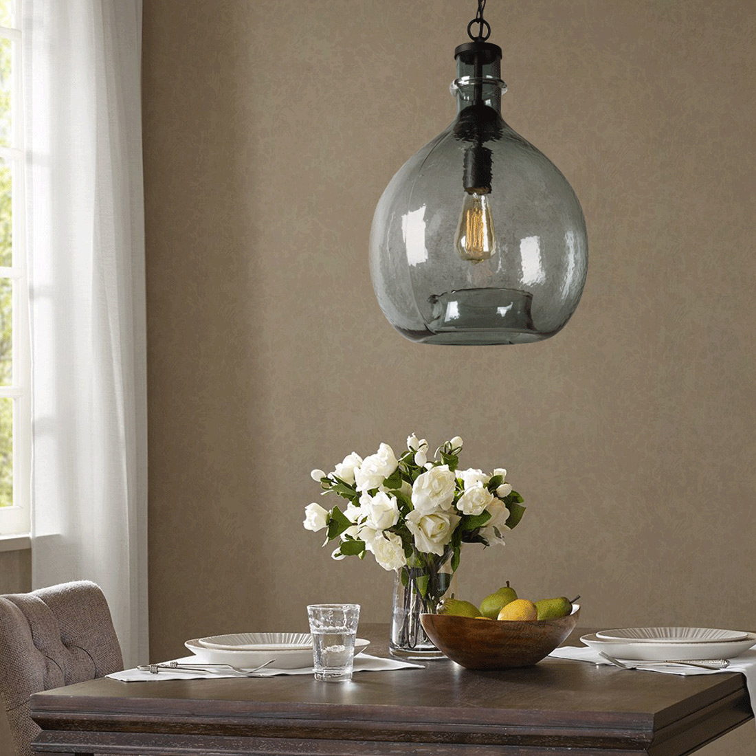 Casamotion Wavy Hammered Hand Blown Glass Pendant Hanging Light All