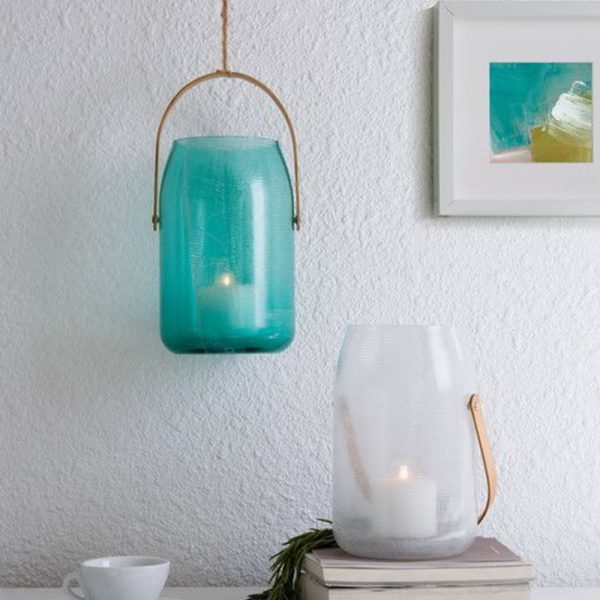 Hanging Blown Green  Glass Vase