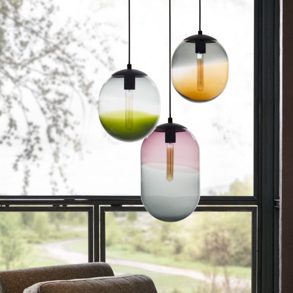 Casamotion Hand Blown Grey Amber Color Modern Suspended Pendant Light