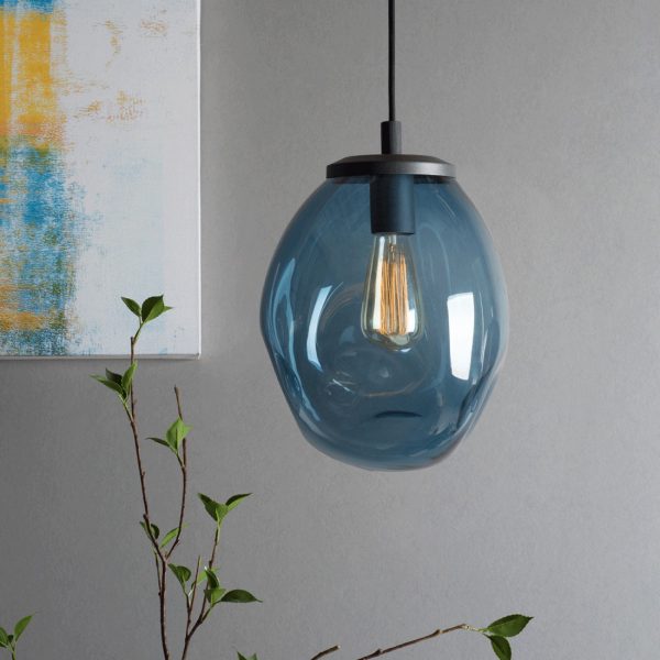 Casamotion Edison Design Blue Hanging Glass Pendant Light