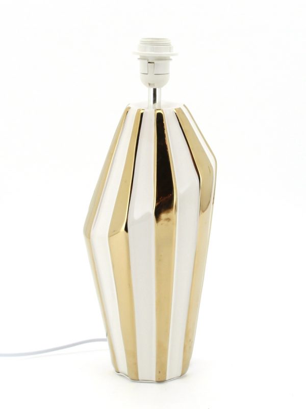 Luxury White Gold Stripped Ceramic Table Lamp