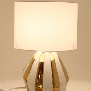White Gold Stripped Ceramic Table Lamp