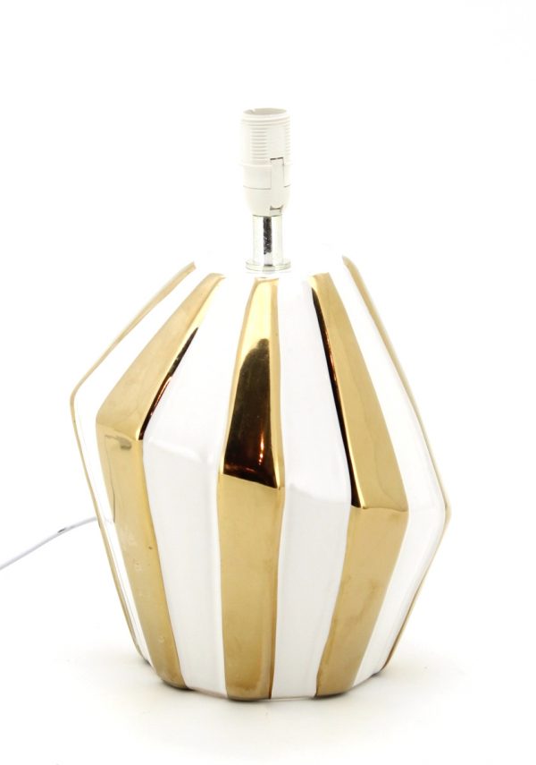 White Gold Stripped Ceramic Table Lamp