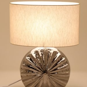 Fluted Circular Silver Table Lamp