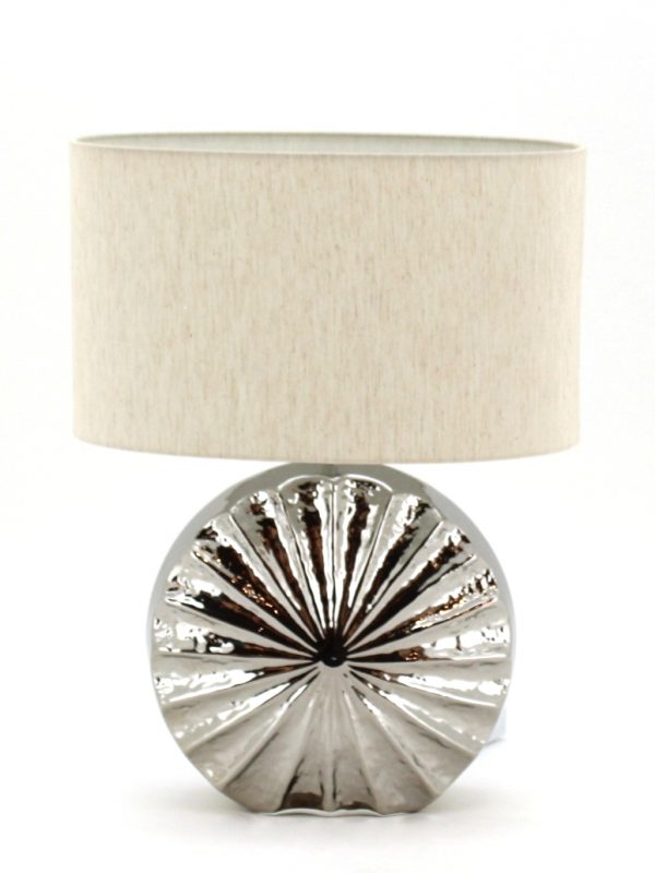 Fluted Circular Silver Table Lamp