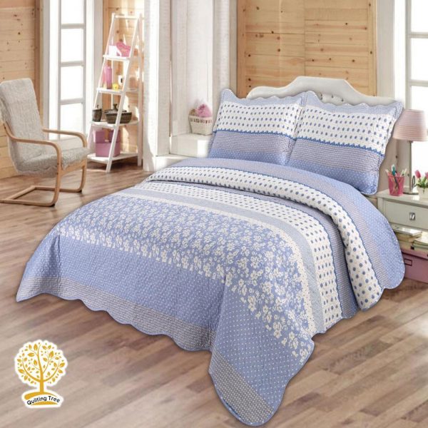 sky blue quilted bedspread