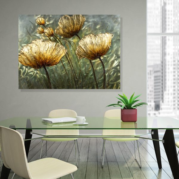 Floral Gold Artwork - Metal Painting