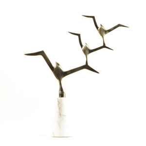 Flying Trio Birds On Marble Base
