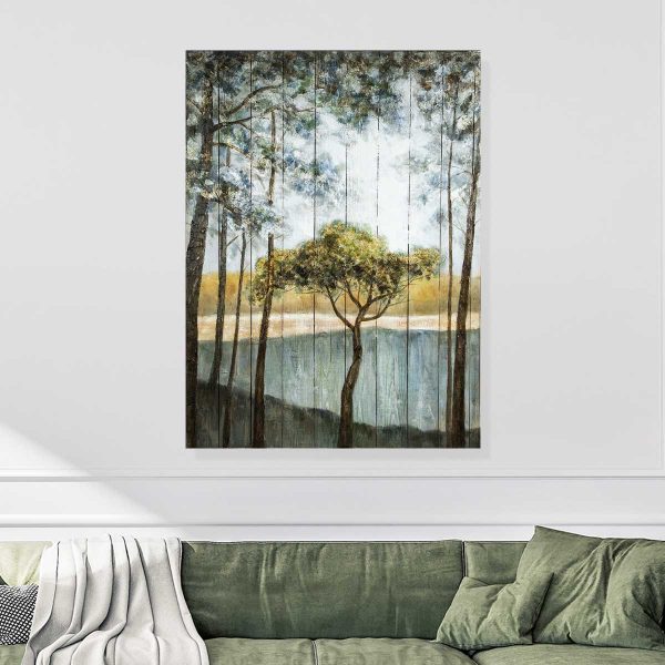 Tree By The Lake Wall Painting