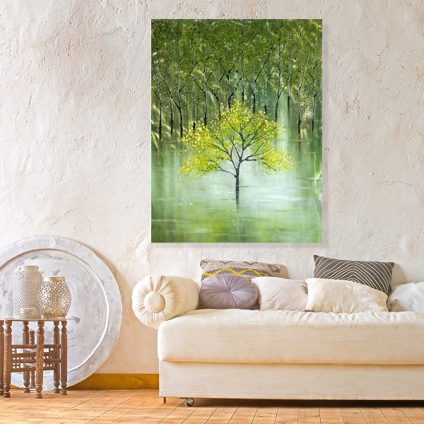 Green Tree Wall Painting In Metal