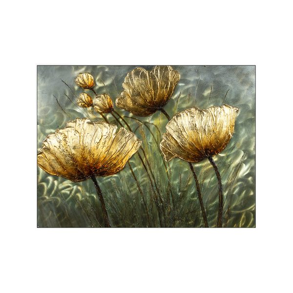 Floral Gold Artwork - Metal Painting