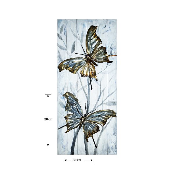 3D Butterfly Metal Painting On Wooden Panel