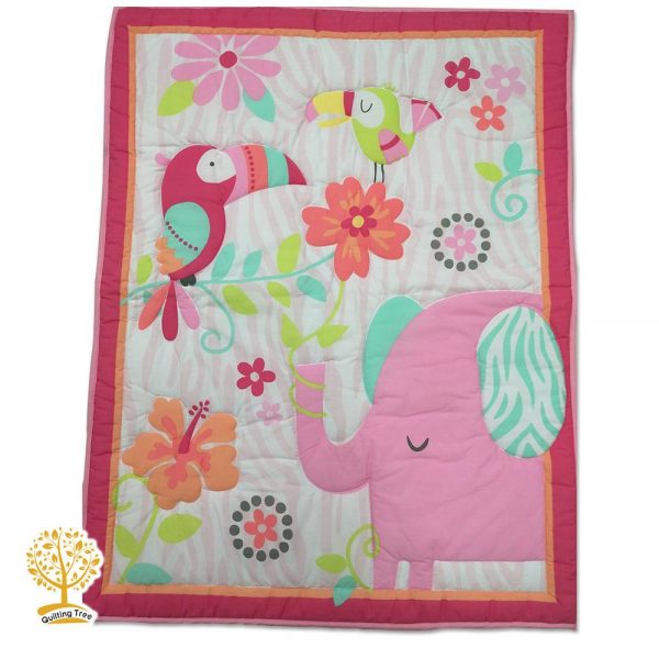 pink elephant baby play mat cum comforter