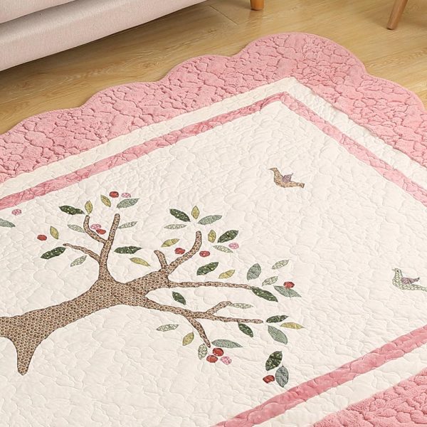 Pink Tree Of Life Rug In Velvet Fabric - Image 3