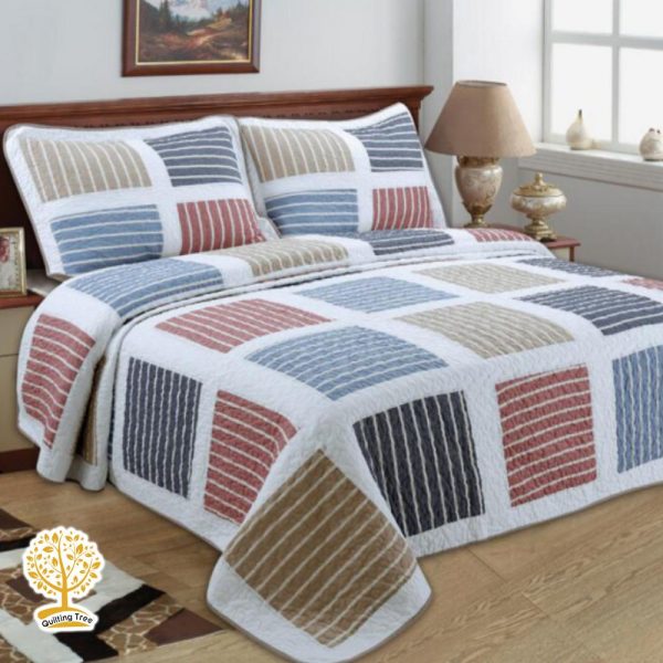 stripes patchwork bedspread cum quilt