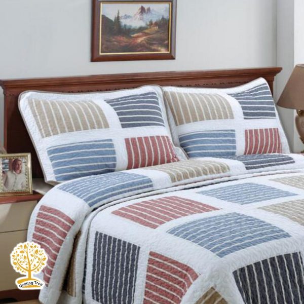 stripes patchwork bedspread cum quilt