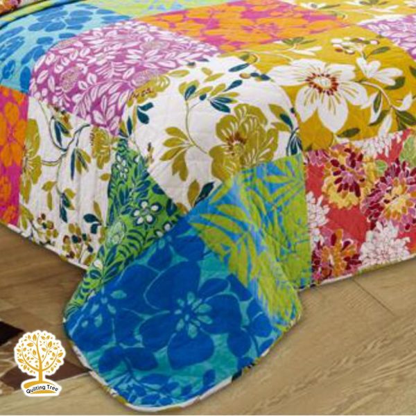 vibrant floral patchwork bedspread cum quilt