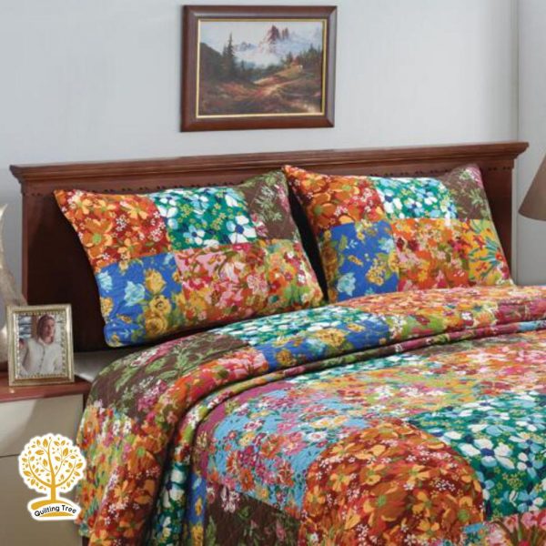 multicolor patchwork bedspread cum quilt