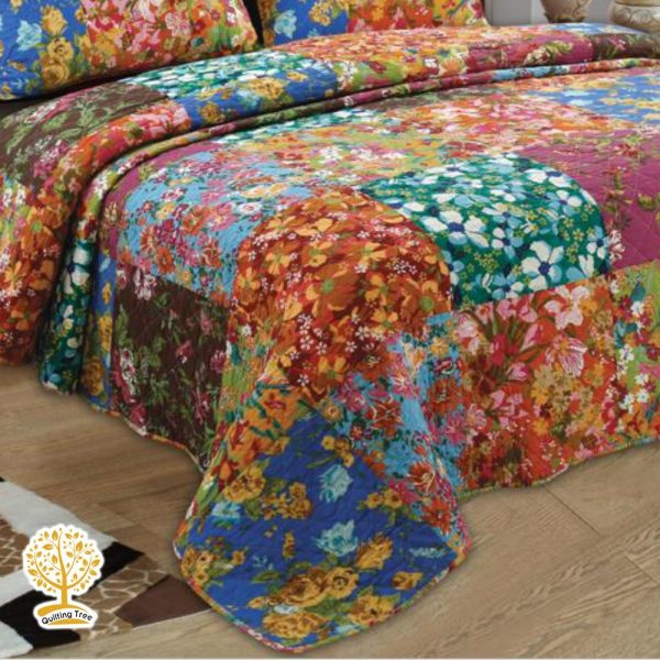 multicolor patchwork bedspread cum quilt