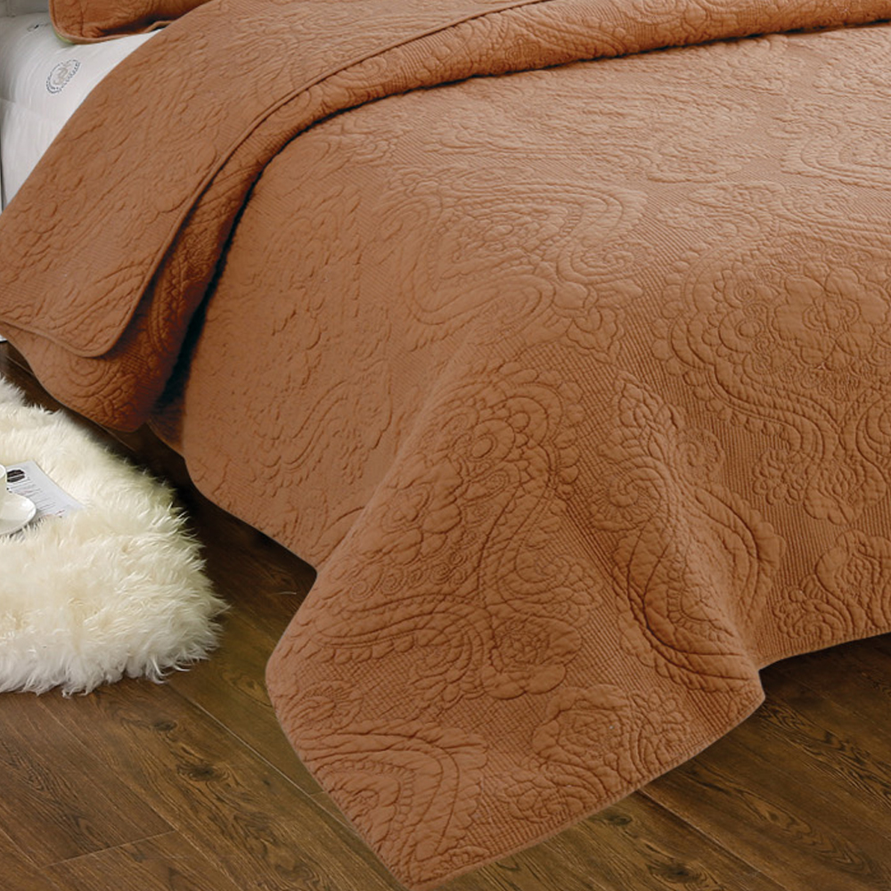 Brown Cotton Quilted Bedspread In Cotton - All Home Living