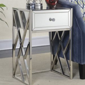 Mirrored & Chrome Lamp Table