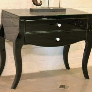 BLACK MIRRORED CHEST With 2 DRAWER