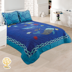 Blue Sea Quilted Bedspread