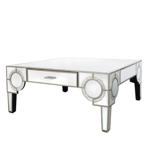 Parisian Mirrored Center Table with 2 Drawers