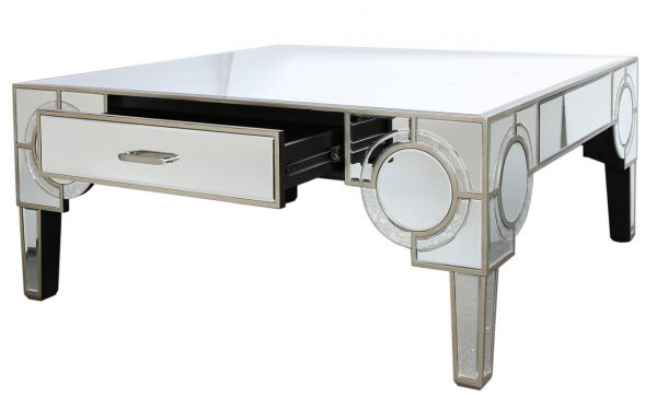 Parisian Mirrored Center Table with 2 Drawers