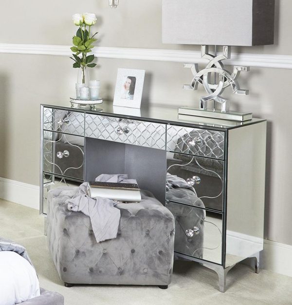 Venetian Mirrored Dressing Table with 7 Drawers