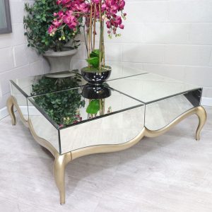 Mirrored Glass French Legs Coffee Table