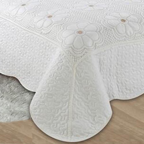 Cream Floral Embroidery Bedspread -Quilting Tree