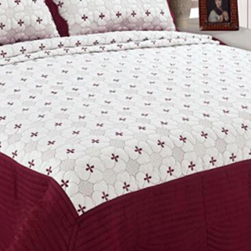Maroon Embroidery Quilted Bedspread - Quilting Tree