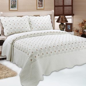 Brown Colour Embroidery Bedcover