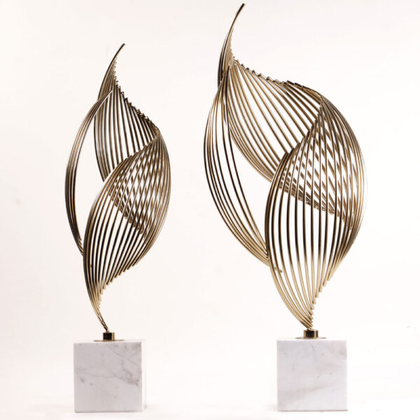 Metal Abstract Leaves On Marble Base