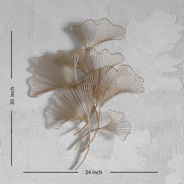 Wrought Iron Gold Vertical Floral Wall Decor - Image 3
