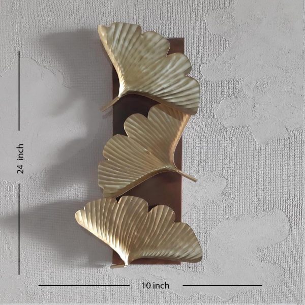 Golden Wrought Metal Leaves Wall Art - Image 2