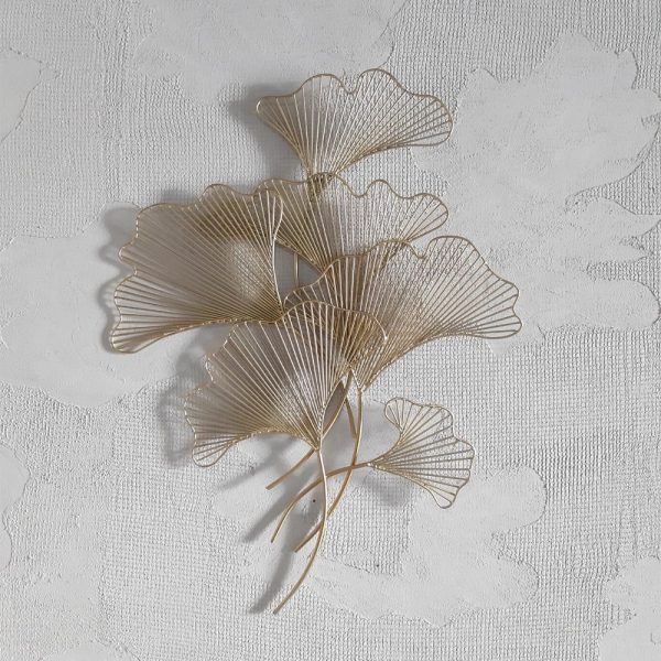 Wrought Iron Gold Vertical Floral Wall Decor - Image 2