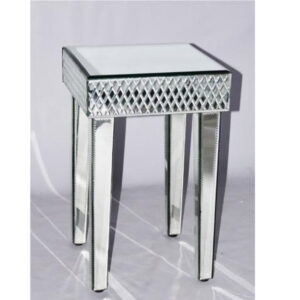 Mirrored Side Table Diamond Cut