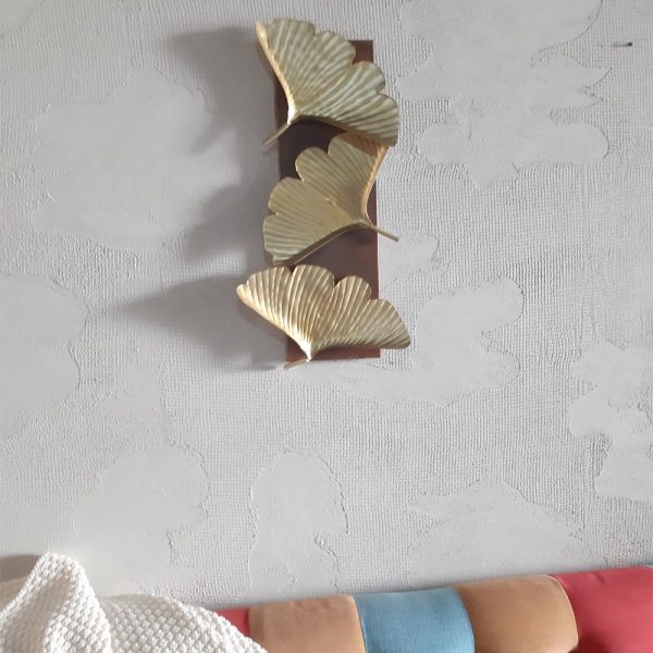 Golden Wrought Metal Leaves Wall Art - Image 4